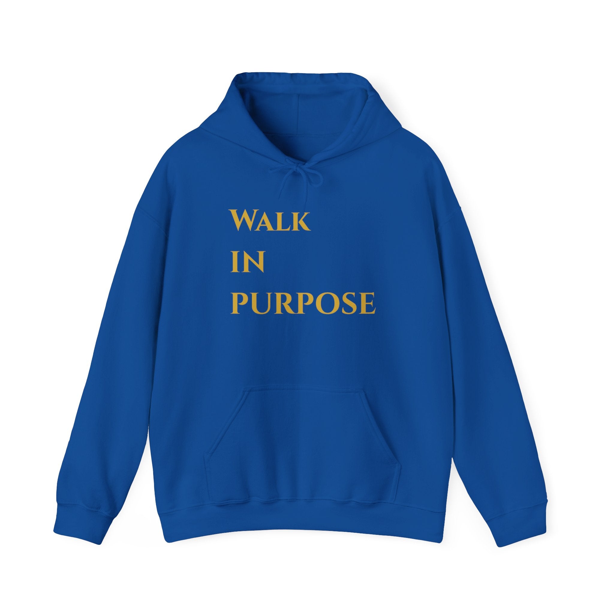 Walk in Purpose Hoodie — Inspirational Gold Lettering Cotton Pullover