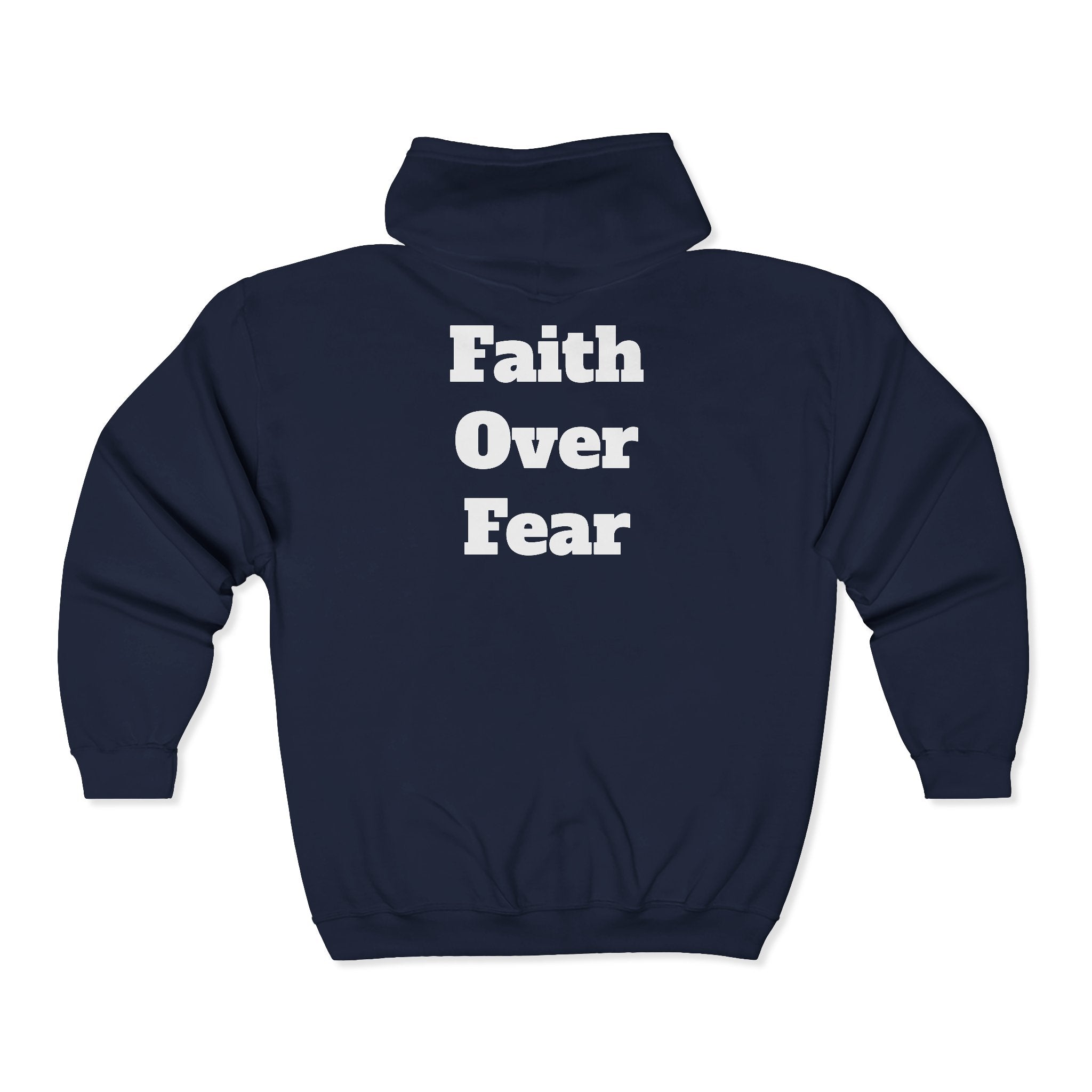 Faith Over Fear Full‑Zip Hoodie — Inspirational Black Zip-Up Sweatshirt