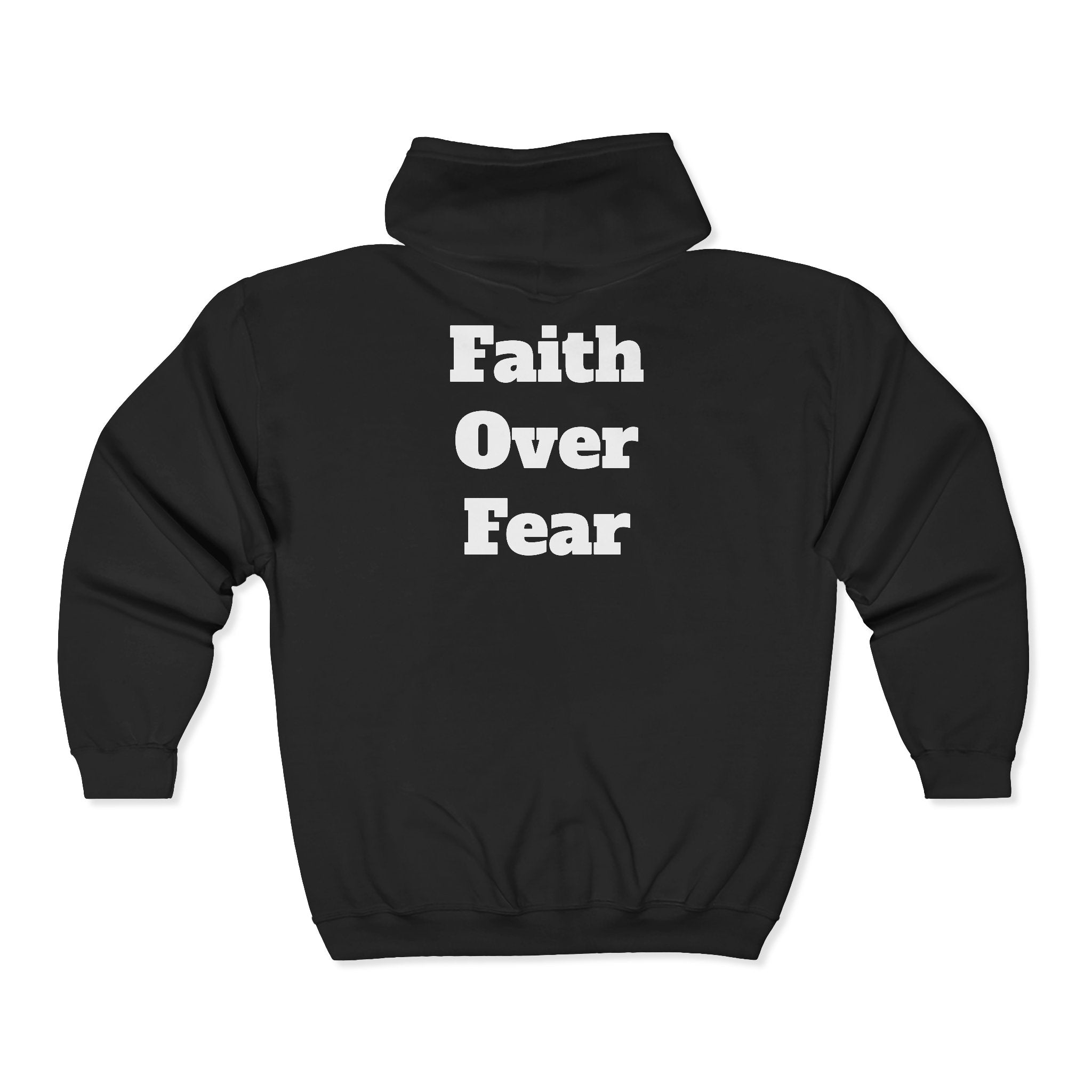 Faith Over Fear Full‑Zip Hoodie — Inspirational Black Zip-Up Sweatshirt