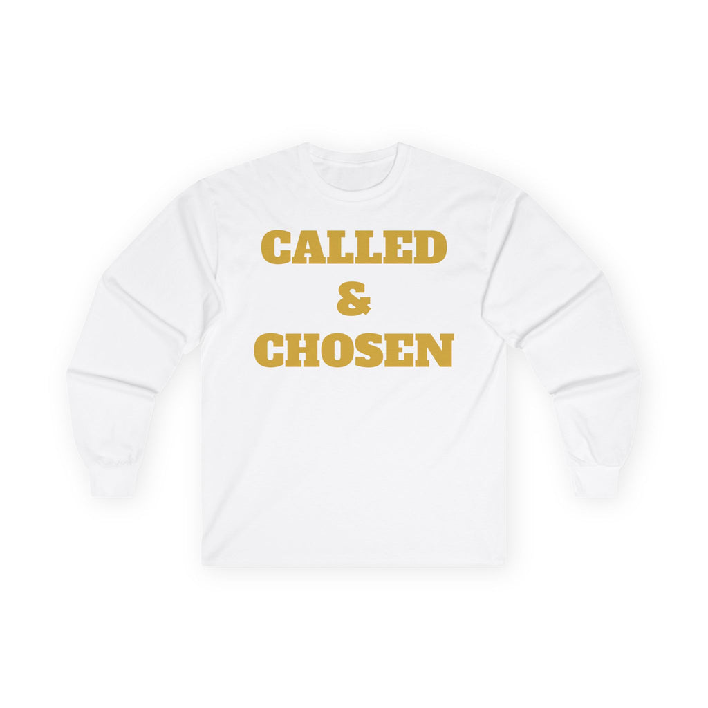 Called & Chosen Long Sleeve Tee — Inspirational Faith Graphic Shirt