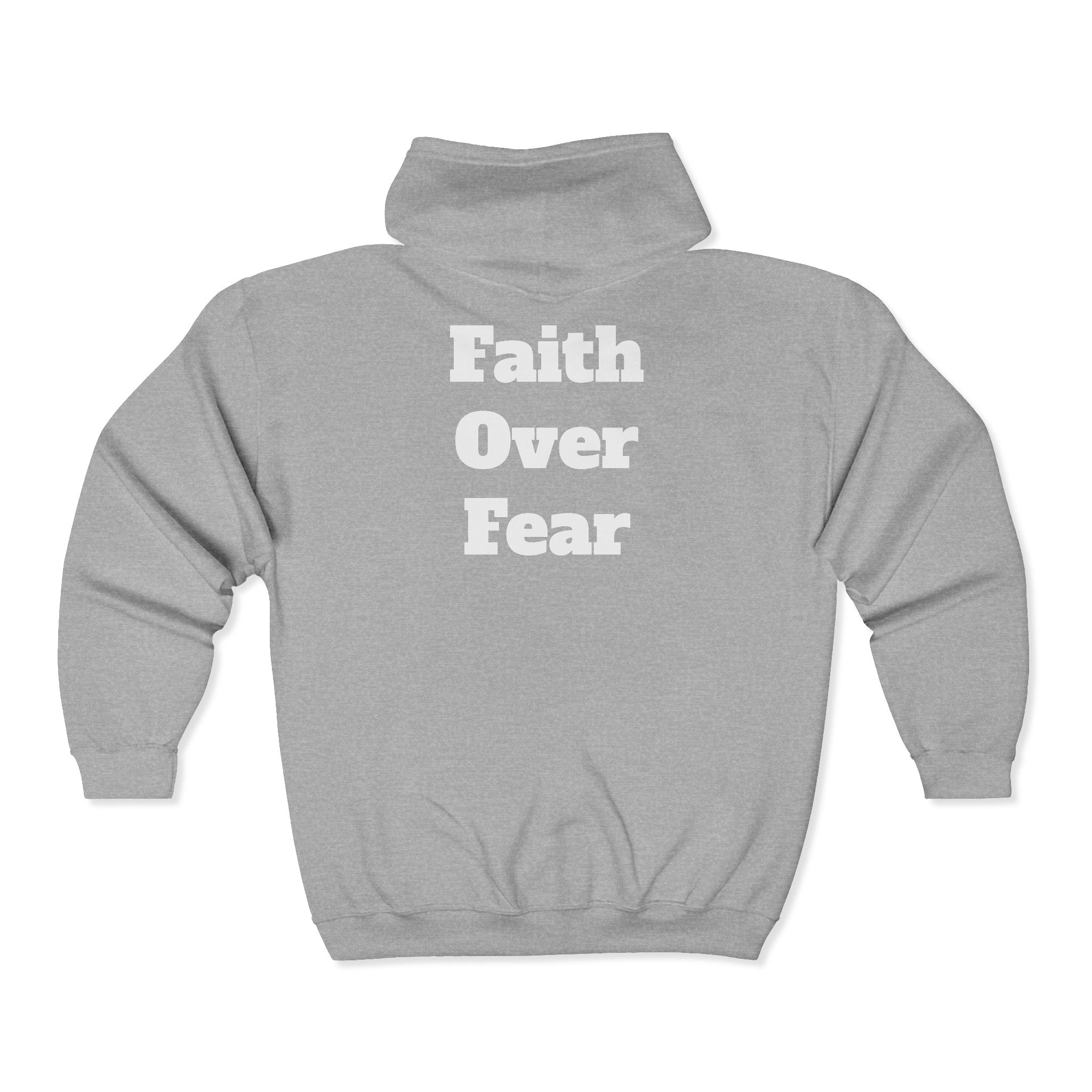 Faith Over Fear Full‑Zip Hoodie — Inspirational Black Zip-Up Sweatshirt